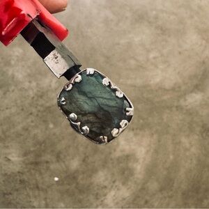 SUNDANCE Brushed Sterling Silver 925 Bezel Bold Love of Labradorite Ring Sz 7